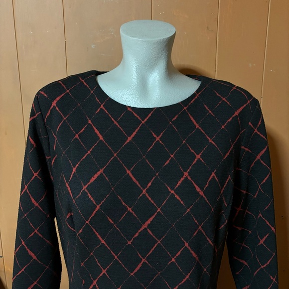 Tommy Hilfiger Knit Dress Diagonal Windowpane Black Red 16 - Picture 2 of 10